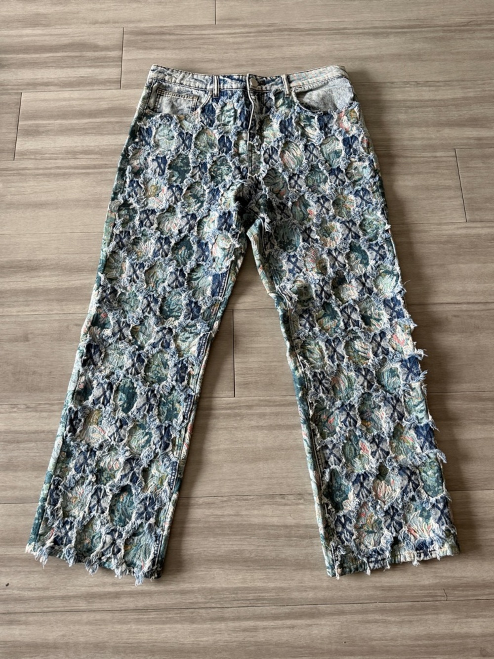 Textured Multi-Color Patchwork Jeans (36x32) - Picture 2 of 10